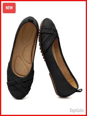Women's Suede Flats Memory Foam Anti-Slip Work Shoes